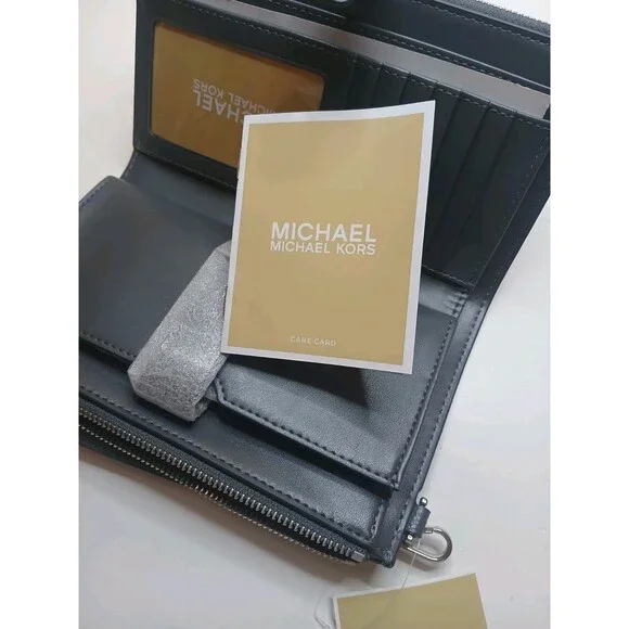 Michael Kors Jet Set Travel Continental Leather Wristlet Wallet Slate Gray NWT - Picture 12 of 16